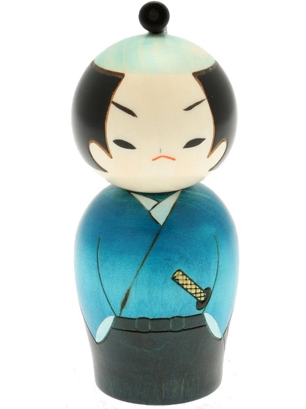 Handcrafted Japanese Kokeshi Doll - Yuji The Ronin, Unique Home Decor